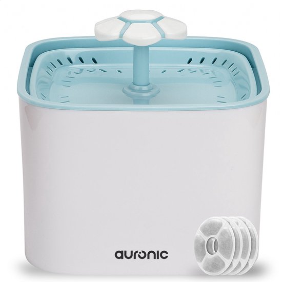 Auronic Drinkfontein voor Katten en Honden - Stille 2L Waterfontein met 4 Filters - Waterbak - Drinkbak - Wit