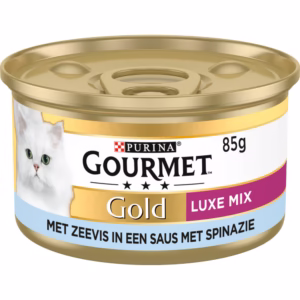 Catfood: Gourmet Gold Luxe Mix Zeevis Spinazie in Saus