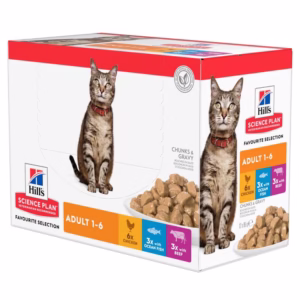 Catfood: Hill's Science Plan Adult multipack kip, rund & zeevis nat kattenvoer