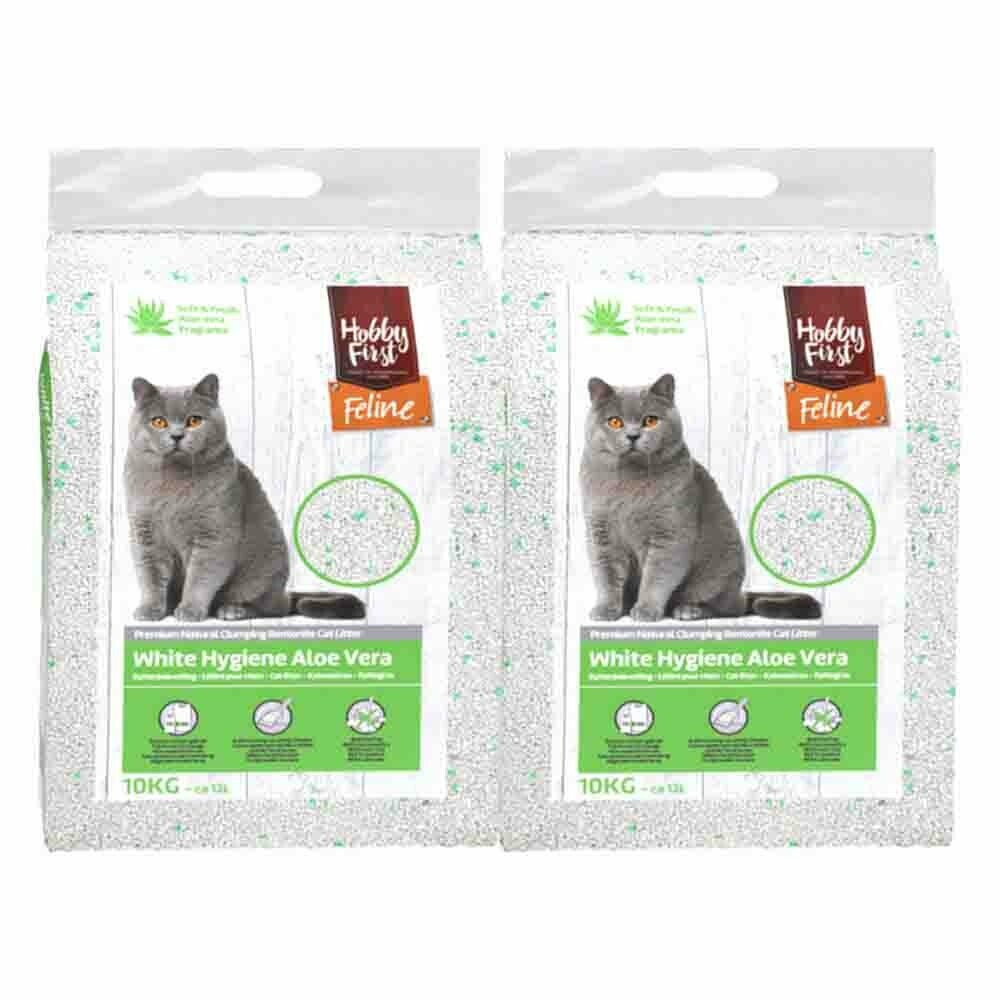 Kattenbakvulling: 2x HobbyFirst Feline White Hygiëne Aloe Vera