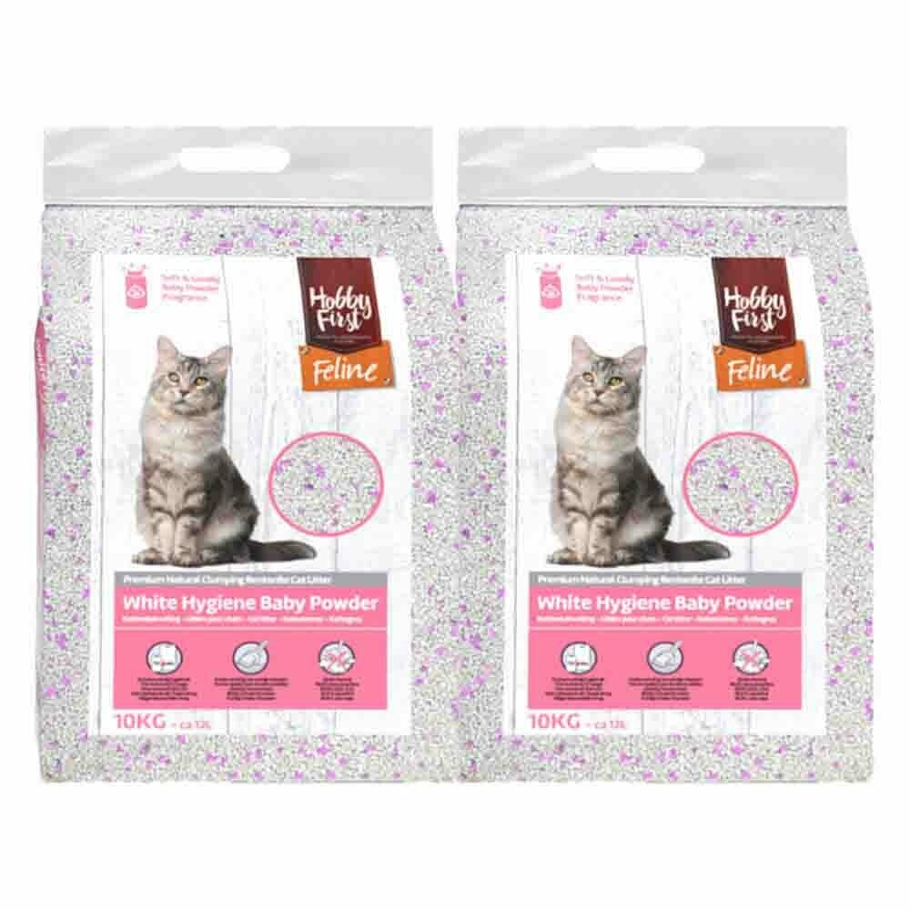 Kattenbakvulling: 2x HobbyFirst Feline White Hygiëne Baby Powder