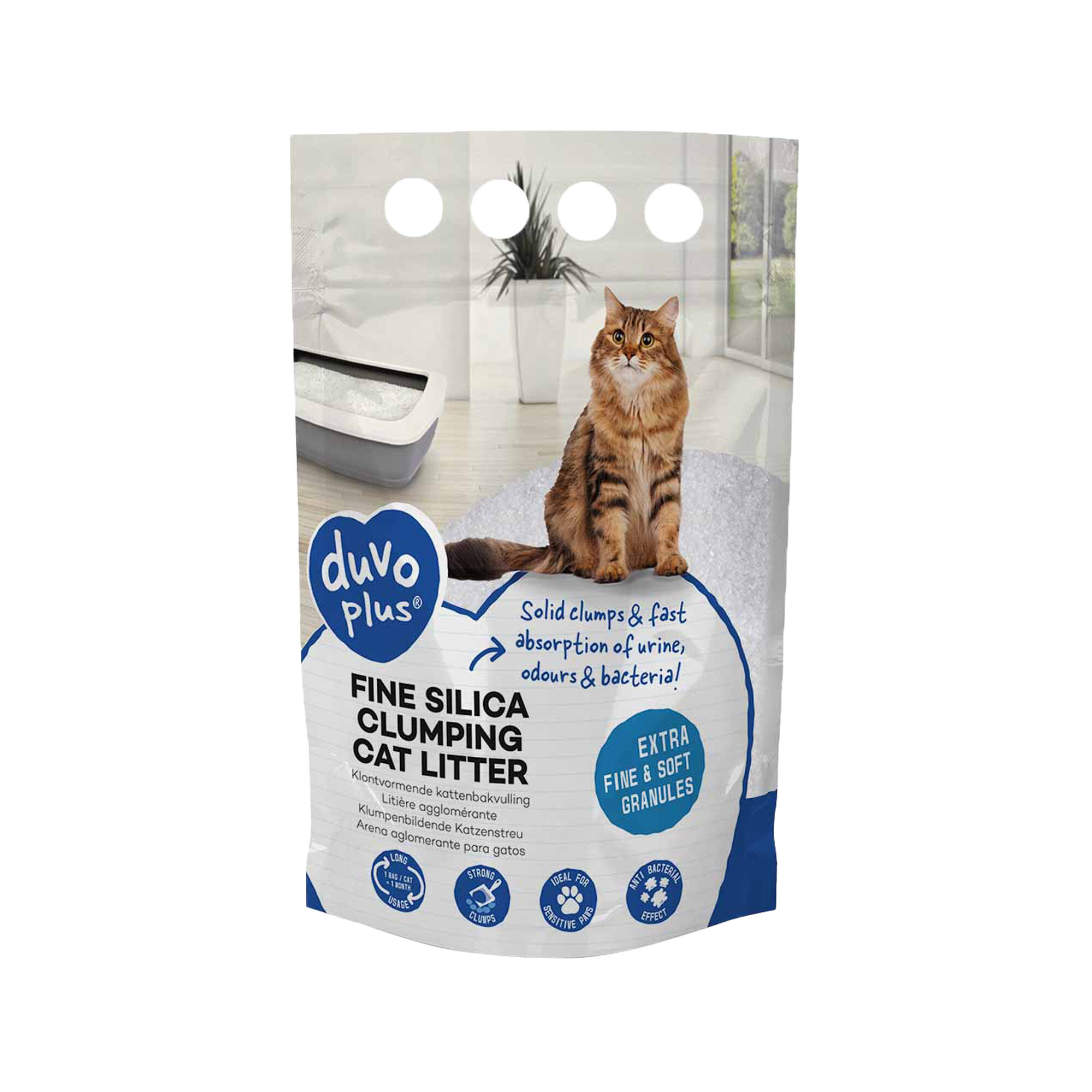 Kattenbakvulling: Duvo+ Premium Fijne Silica Kattenbakvulling - Klontvormend - 5L