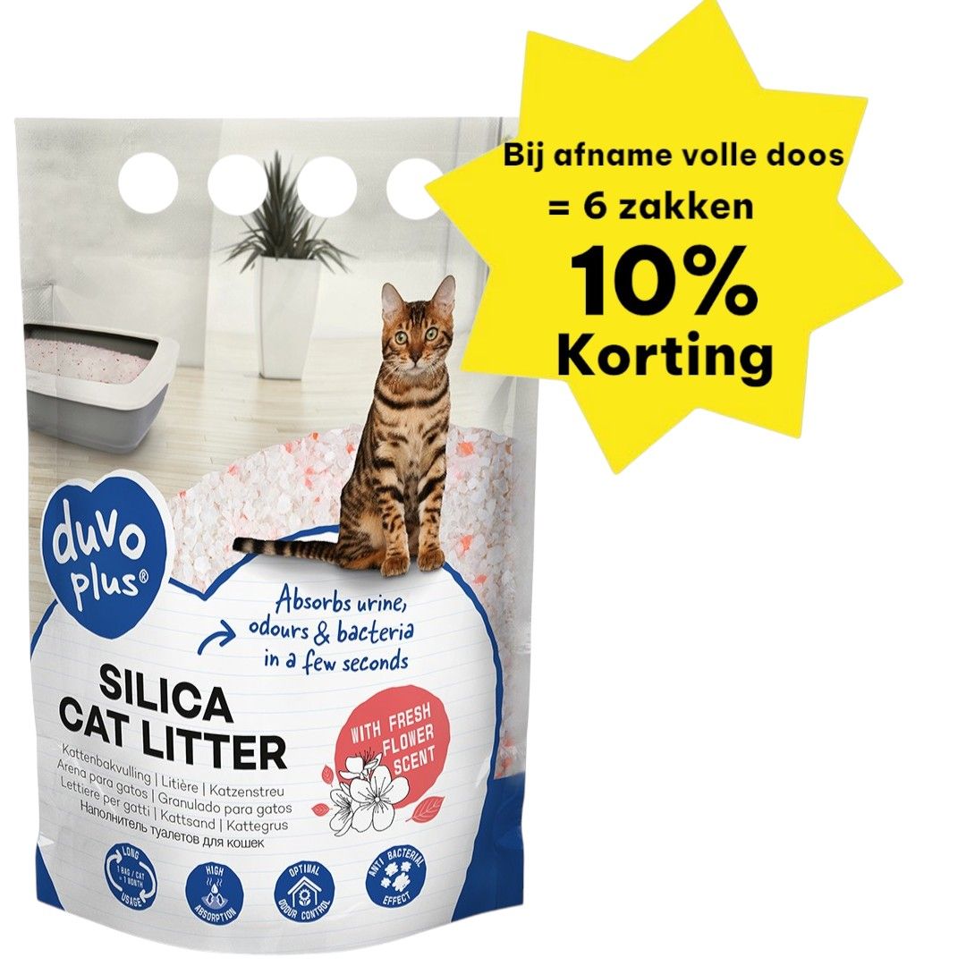 Kattenbakvulling: Duvo + Premium Silica kattenbakvulling - Bloemen - 5L - 2 kg