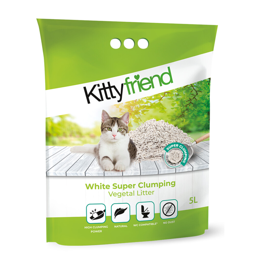 Kattenbakvulling: Kitty Friend Kattenbakvulling Vegetal White Super Clumping Litter
