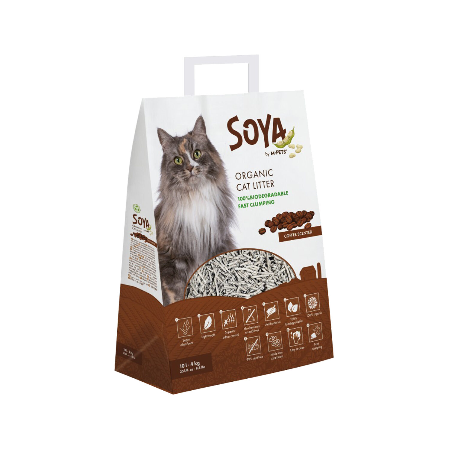 Kattenbakvulling: M-PETS - Soya Kattenbakvulling - 4 kg - 10 L - Koffie