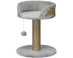 1-streep kleine kattenboom - stabiele krabpaal - met speelbal en pluchen mand - voor katten tot 4 kg