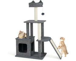 117 cm Krabpaal Klein Kattenboom met Hol Krabzuilen Sisal-Helling Bal & Springplatform Kattenkrabpaal Modern Klimboom