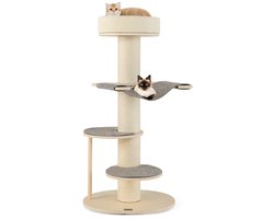 120 cm Moderne Krabpaal voor Binnenkatten Houten Kattentoren Dikke Sisal Krabpalen Sisal Mat Hangmat Verwijderbaar Kussen