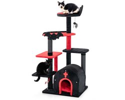 134 cm Krabpaal met Krabpilaren & Kattenhol & Platforms Kattenboom Klimboom