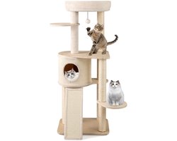 143 cm Houten Krabpaal met Krabton & Sisal Krabpalen & Ladder Kattenboom Klimboom N210atuur