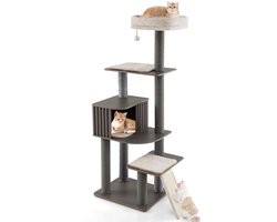 171 CM Krabpaal Multi-Level Kattentoren met Zitkussen Afneembare Matten Krabpaal Sisal Krabplank Klimmeubilair voor Katten