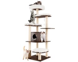 179 cm Katten Klimboom Meerlaags Platform Kattenboom met Hoogwaardige Krasbestendige Sisal Touw Kolom Katten Huis met Ruim Huis