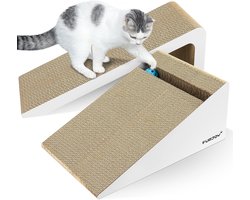 2-in-1 Kattenkrabplank Schuine Krabpaal met Bel en Kattenkruid - Duurzaam & Multifunctioneel