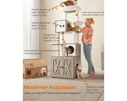 2 in 1 Krabpaal - Krabpaal - Krabpaal - Spaanplaat - Pluche - Sisal - Stevige constructie - Eenvoudige montage - 60cm x 52cm x 185cm