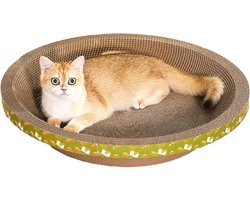 2-in-1 Ronde Krabpaal voor Katten - Duurzaam Golfkarton - Slaap- en Krabplek