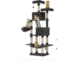 206 cm Cat krabben boom - Cat Tower - Scratch Post - 13 Scratch Pillars - Space Saving Design - 60 cm x 50 cm x 206 cm - perfect voor speelse katten