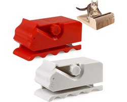 2pcs Kat Krabpaal Karton Snijder - Krabplank Karton Snijder - 3D Geprinte Karton Snijder - Kartonstrip Snijder voor Handgemaakte Kattenbedden - Kartonstroken (Rood + Wit)