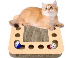 3-in-1 Golfkartonnen Krabplank voor Katten met Speelgoed