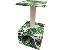 3-in-1 Krabpaal voor Katten met Platform en Hondenhok