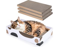 3-in-1 Reversible Cat Scratching Board with Premium Scratch Textures and Replacement Flat Scratch Pad