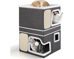 3-Laags Kattenhuis met Krabpaal en Speelgoed voor Binnen
