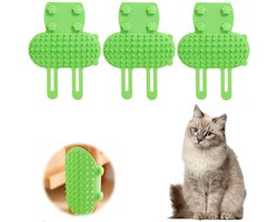 3-stuks Zelfverzorgingsborstel voor katten - Zelfmasserende krabpaal - Siliconen massager - Verstelbare krabpaal voor katten - Verlicht jeuk in het gezicht - Ontwerp met dubbele band voor de poten - Geschikt voor katten en honden - Groen