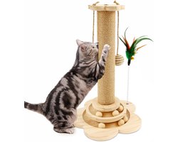 4-in-1 Krabpaal voor Kittens en Volwassen Katten - Hoge Krabmeubel met Speeltje