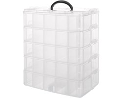5-laagse Sorteerbox met Handvat, Stapelbare Plastic Opbergdoos voor Speelgoed, Sieraden en Gereedschap, 24.5 x 16.5 x 30.2 cm