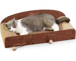66cm Karton Krabben Loungebed - Duurzaam en Groot Kattenkrabbed - Omkeerbare Kattenkrabpads - Grote Ligstoel voor Binnenkatten - Recyclebaar Karton - Met Bel Bal Speelgoed