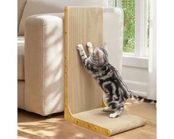 66cm L Vorm Krabmat - Muurgemonteerd - Verticaal Krabpaal - Duurzaam Karton voor Bescherming van Meubels - Indoor Katten - Houtnerf Jumbo