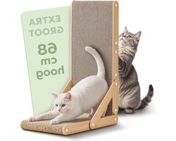 68 cm Large Cat Scratching Board for Nail Care – Up to 2 Years of Scratching Fun – Easy Assembly – Reversible L-Shaped Design – Protection for Sofa and Wall