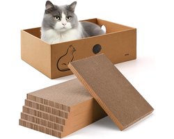 6x Dubbelzijdige Krabplank voor Katten in Kartonnen Krabdoos – Stevig Golfkarton