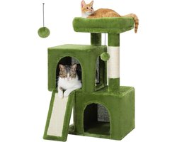 77cm kattenboom met dubbele ligplekken - alles-in-één kattentoren voor binnenkatten - groen