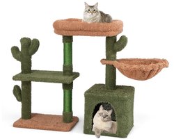 81 cm Hoge Moderne Kattenboom Groene Cactus Kattentoren Zitstok Hangmat Sisal Krabpalen Afwasbaar Kussen voor Binnenkatten