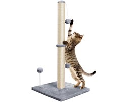 84-cm krabpaal voor katten met natuurlijk sisaltouw - grijs