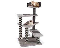 93 cm Hoge Krabpaal 5-traps Klimtoren met Sisal- en Jute Krabpalen en -Matten Krabpaal voor Binnen