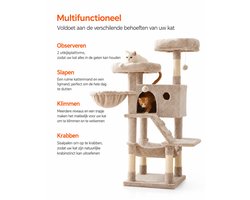 Krabton: A.U.D Essentials - Katten Krabpaal - Kattenboom - Krabton - Grote Katten - Licht bruin - 49x49x135 cm