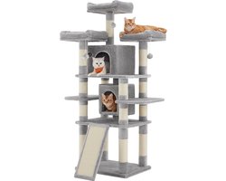 ACAZA Krabpaal - Krabpaal voor grote Katten - Kattenboom - 172 cm Hoog - Lichtgrijs - Kattenkrabpaal