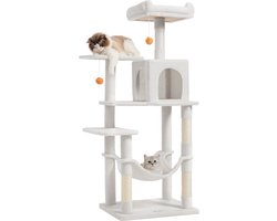 ACAZA Krabpaal - Krabpaal voor Grote Katten - Krabpaal voor Katten - 143 cm - Wit - Kattenkrabpaal - Kattenboom - Krabpalen - Kattenhuis