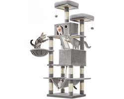 ACAZA Krabpaal - Krabpaal voor Grote Katten - Krabpaal voor Katten - 168 cm - Grijs - Kattenkrabpaal - Kattenboom - Krabpalen - Kattenhuis