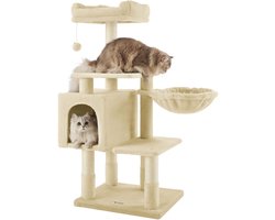 Krabpaal: ACAZA Krabpaal - Krabpaal voor Katten - 110 cm - Beige - Kattenkrabpaal - Kattenboom - Krabpalen - Kattenhuis