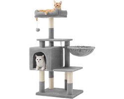 Krabpaal: ACAZA Krabpaal - Krabpaal voor Katten - 110 cm - Lichtgrijs - Kattenboom - Krabpalen - Kattenhuis