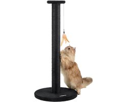 Krabpaal: ACAZA Krabpaal - Krabpaal voor Katten - 90 cm - Zwart - Kattenpaal - Kattenkrabpaal - Krabpalen