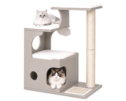 Krabpaal: ACAZA Krabpaal - Krabpaal voor Katten - Krabpaal Hout - 86 cm - Beige - Kattenboom