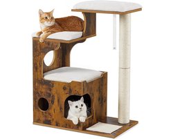 ACAZA Krabpaal - Krabpaal voor Katten - Krabpaal Hout - 86 cm - Bruin - Kattenkrabpaal - Kattenboom - Krabpalen - Kattenhuis