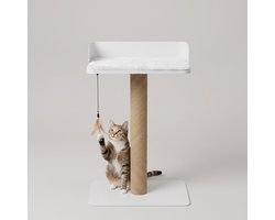 Krabpaal: ACAZA Metalen Krabpaal voor Katten - 69 cm - Wit - Modern Design - Kattenboom