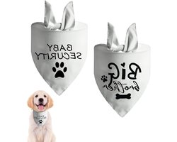Allecta - 2 stuks witte driehoekige hondenbandana's voor zwangerschapsaankondiging, grote broer, babybeveiliging