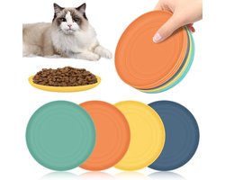 Allecta - Kattenkommen in 4 kleuren - plat design - voor droogvoer en natvoer - kittens - 15 x 15 x 1,5 cm