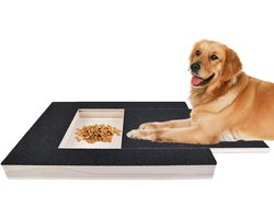 Allecta - Krabplank voor honden: Kraspad met Leckerlibox, Massief Houten Nail Board - klauwknippers en slijpers - zwart