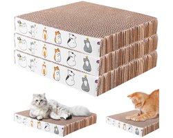 Allecto - Krabplanken - Katten - Dubbelzijdig - Karton - Robuust - Onderhoud - Grijs - 3 stuks - 21x21x3.2 cm